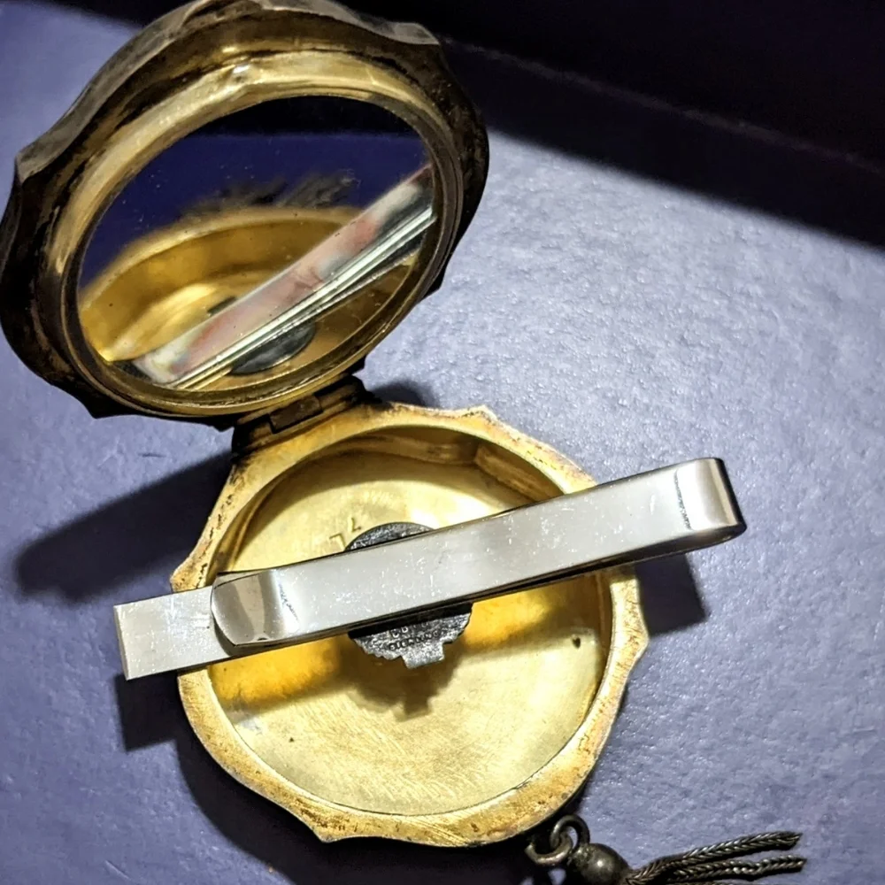 Vtg 1954 sterling silver Kodak 25 years coin tie clip antique